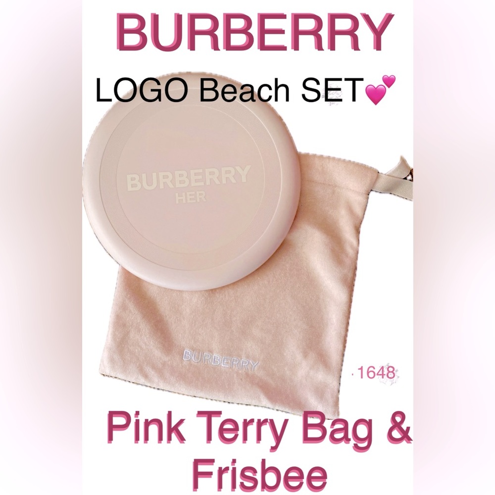 BURBERRY HER Beach🏖️SET🔥Pink Terry LOGO Bag&Frisbee💕HOT SPRING BREAK Item👙🌊